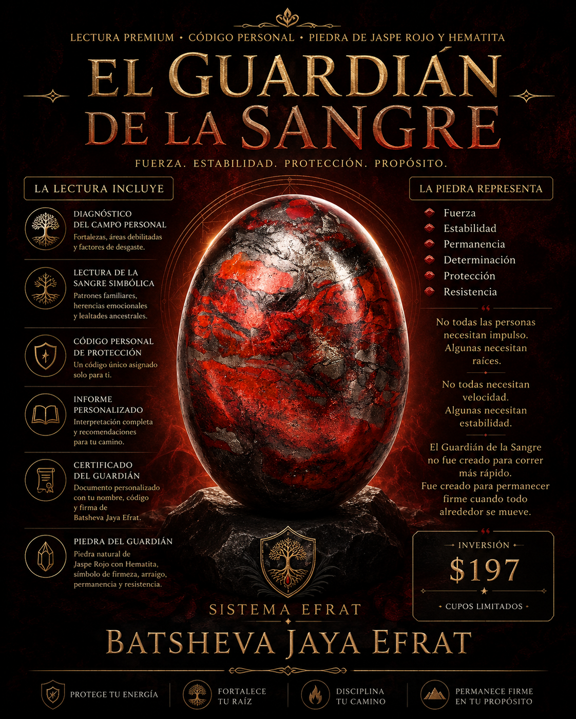 El Guardián de la Sangre Lectura Premium + Piedra + Código Personal + Certificado