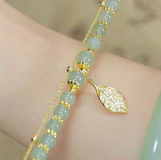 Pulsera con hoja de jade